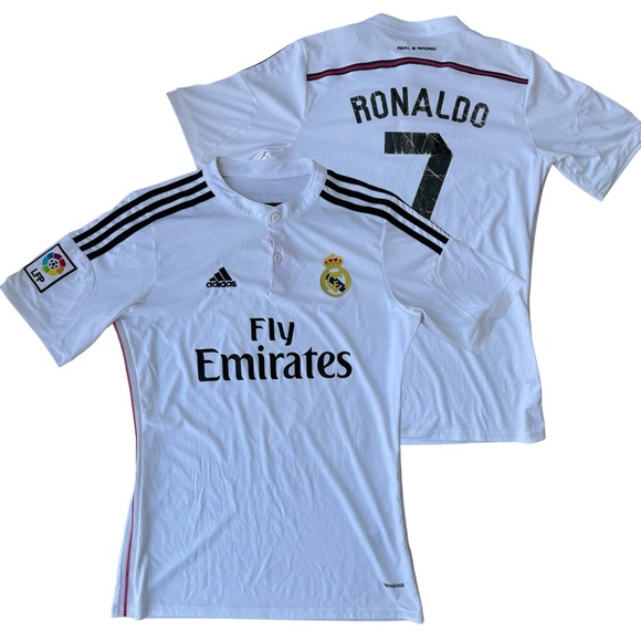2014-15 Real Madrid Cristiano Ronaldo Adidas Home White Soccer Jersey Sz M y2k - Picture 1 of 11